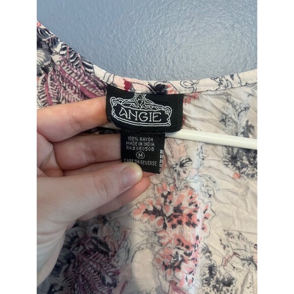 Angie Crop Kimono Women’s Size Medium Floral Boho Purples & Pinks Y2K 100% Rayon - Picture 4 of 6